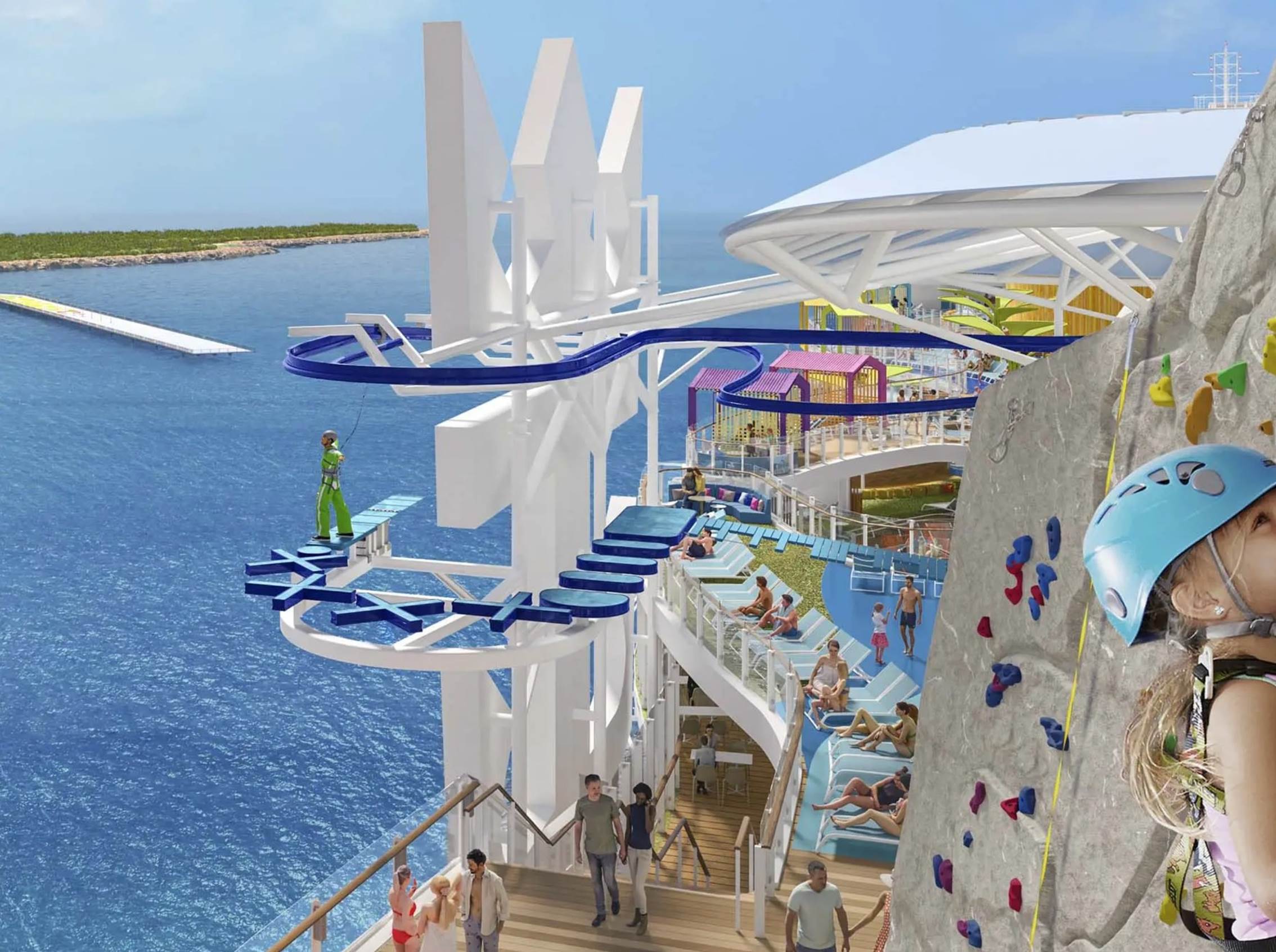 A water park with people on the water

Description automatically generated