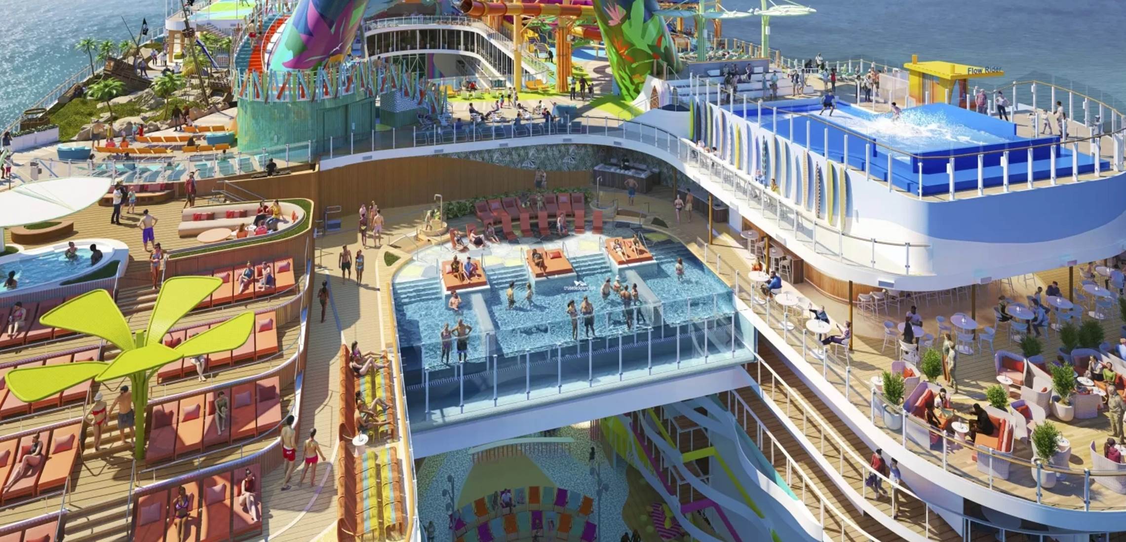 A group of people on a cruise ship

Description automatically generated