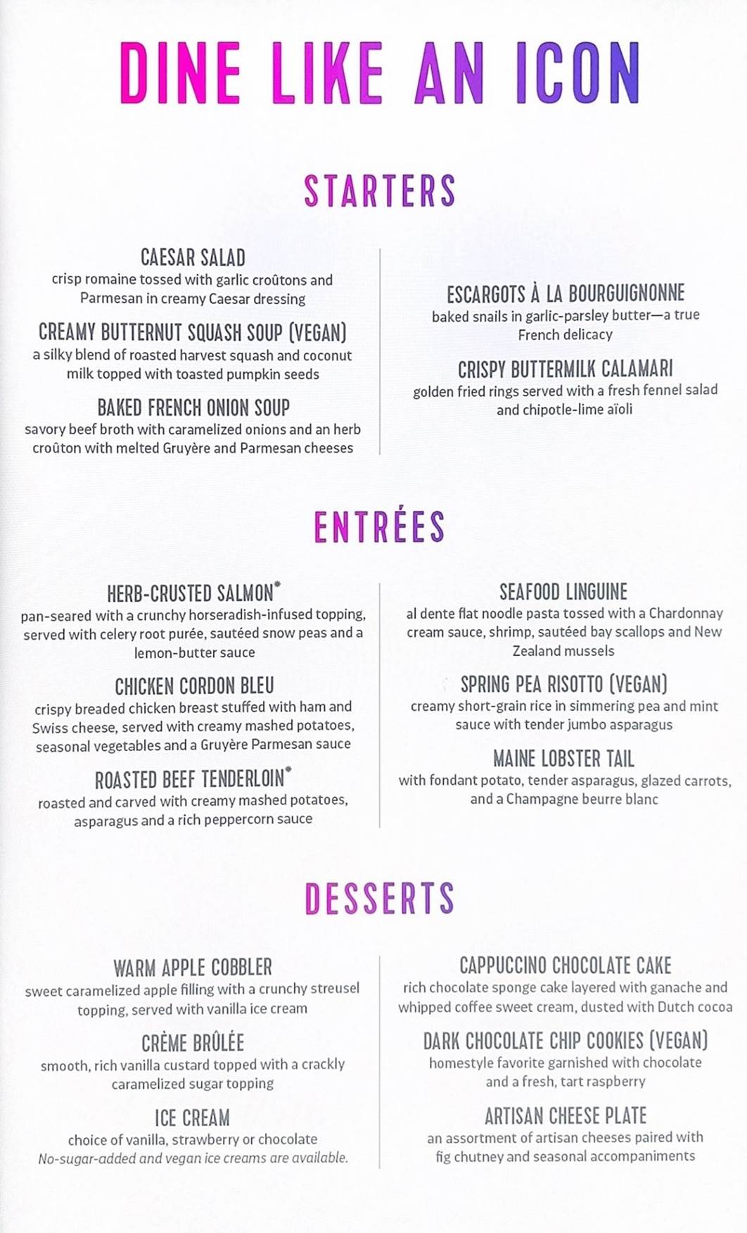 A menu of a restaurant

Description automatically generated